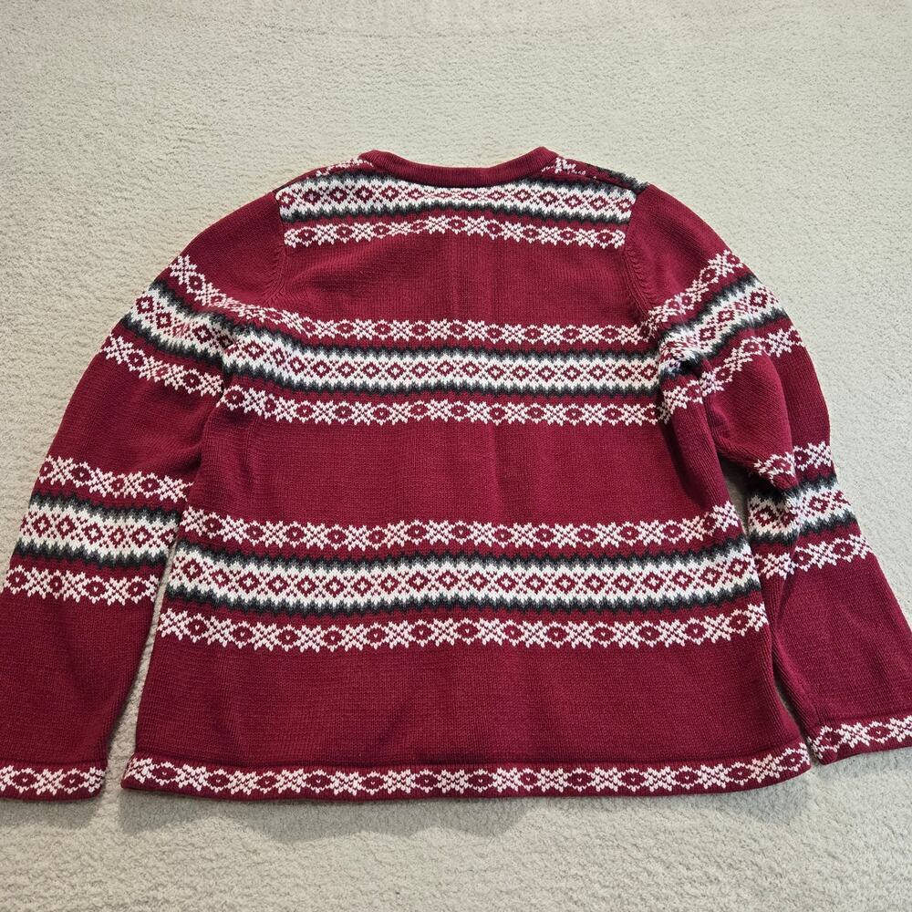 Croft & Barrow Red Full-zip Cardigan Sweater Women's Size XL Fair Isle - Picture 6 of 9